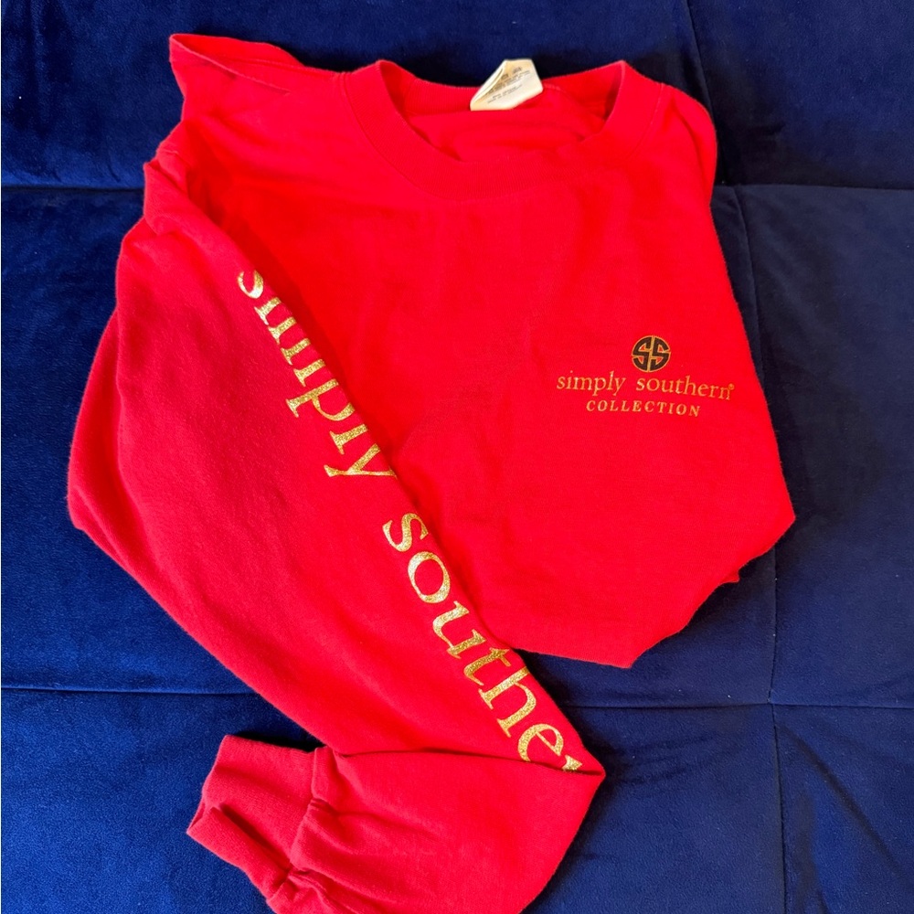 Simply Southern red women’s small long sleeve t-shirt. Holiday themed.